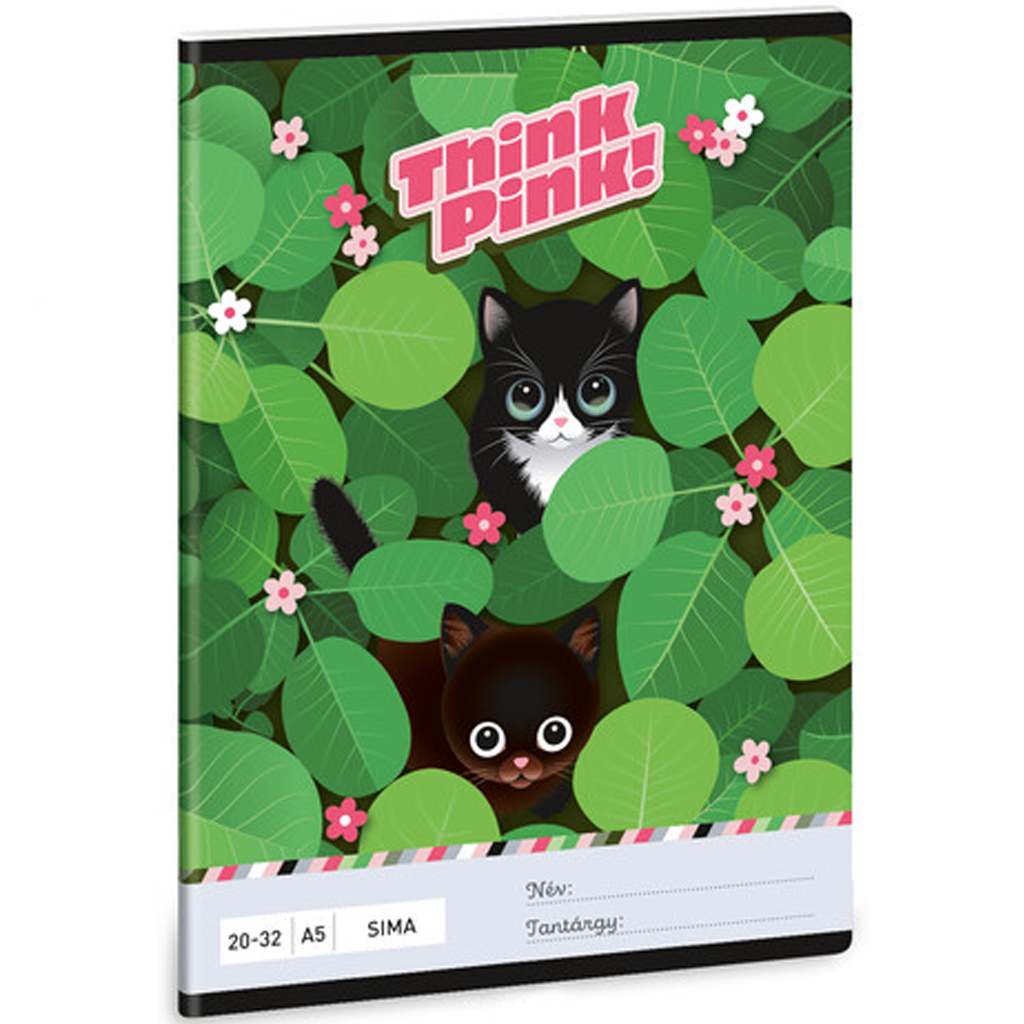 Ars Una: Think pink mačací hladký zošit A/5 20-32