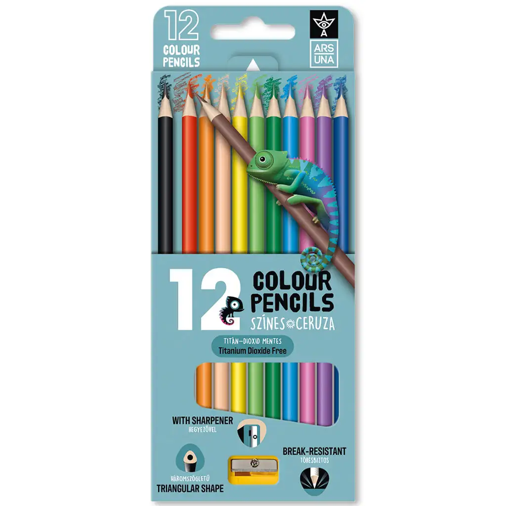 Ars Una: 12-farebná trojuholníková sada farebných ceruziek s orezávačkou