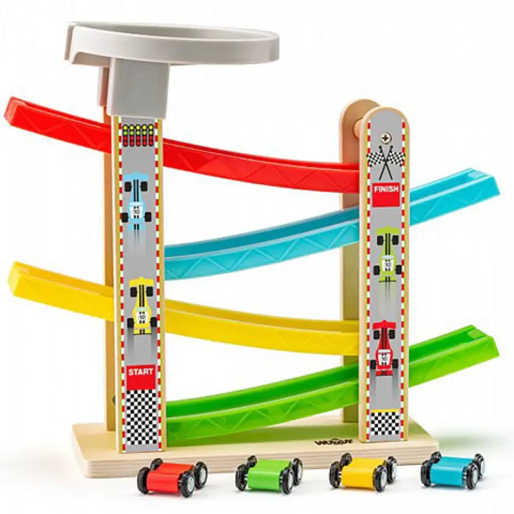 Automobilová dráha, hrací set so 4 autíčkami - Woodyland