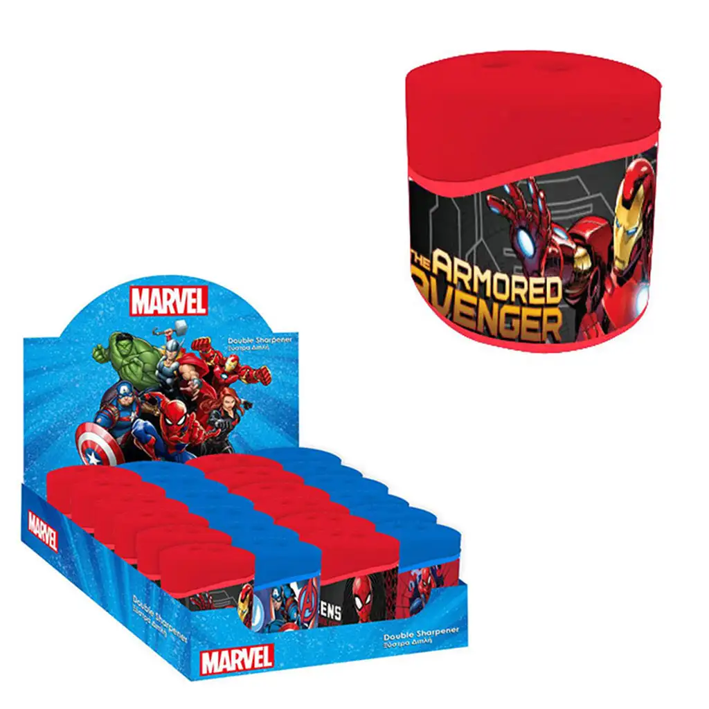 Avengers plastové strúhadlo s nádobou a dvomi otvormi Ironman