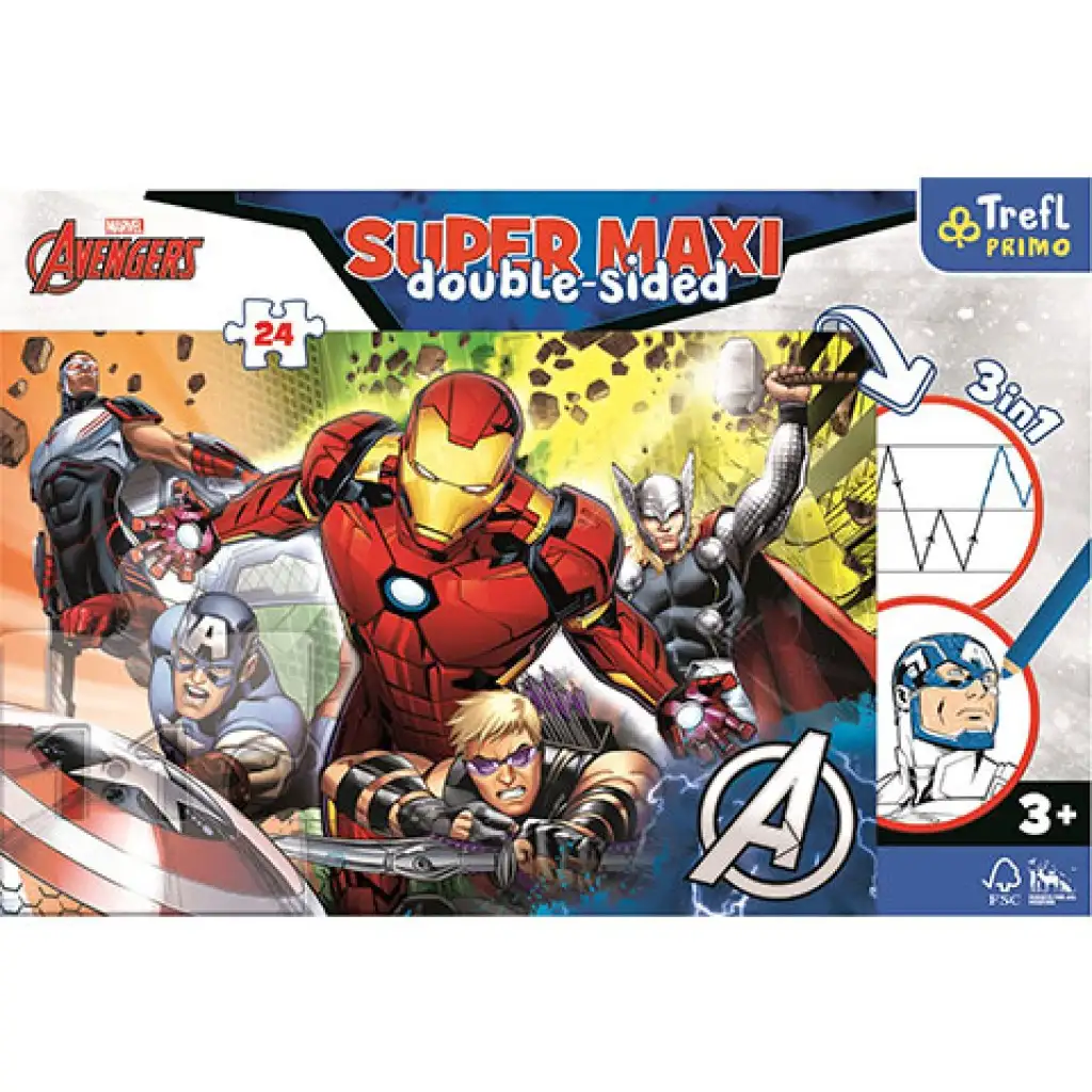 Avengers SuperMaxi obojstranné puzzle 3v1 24ks