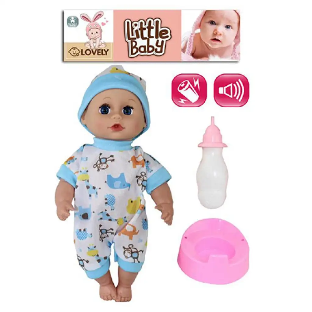 Bábätko s dojčenskou fľašou a nočníkom 30 cm