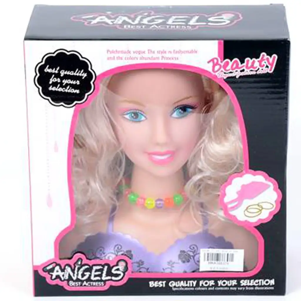 Bábika na česanie s blond vlasmi a farebným náhrdelníkom