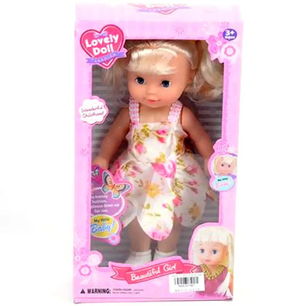 Bábika s blond vlasmi v letných šatách 26cm kép 1