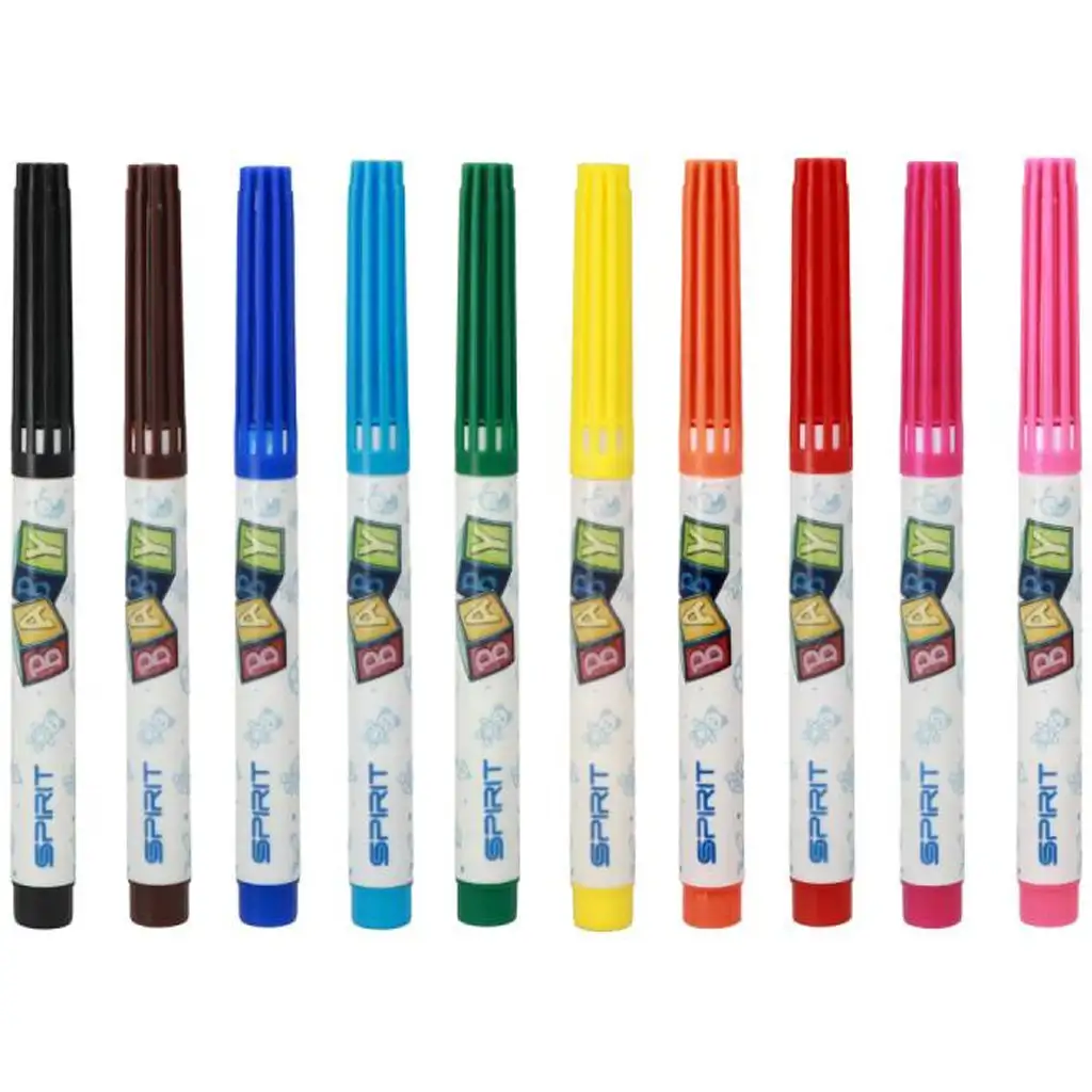 Spirit: Farebné detské 10-dielne prateľné fixky set kép 2