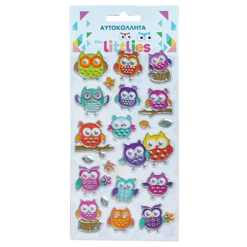 The Littlies: Bagoly mintás 3D pufi matrica szett 10x22cm-es íven kép 1