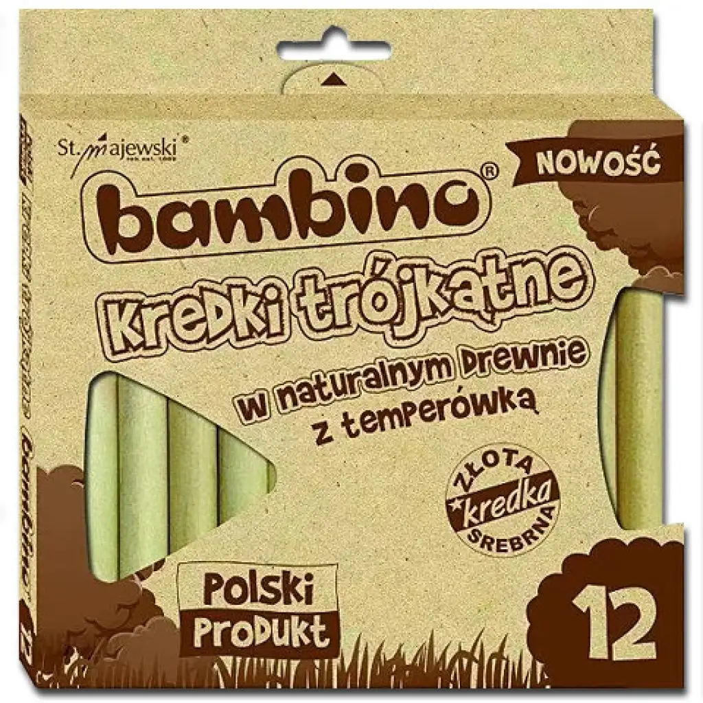 Bambino: Drevené trojhranné farebné ceruzky, 12 dielny set so strúhadlom