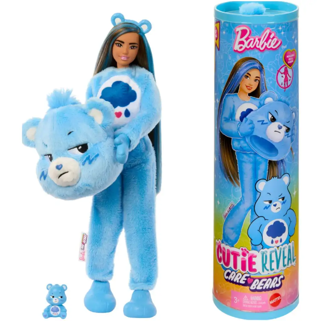 Barbie: Cutie Reveal prekvapujúca bábika Care Bears - Grumpy Bear - Mattel