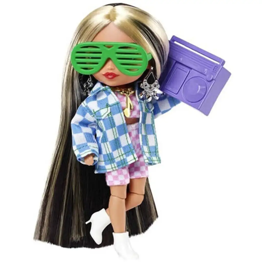 Barbie Extravagáns mini baba kockás ruhában - Mattel kép 2