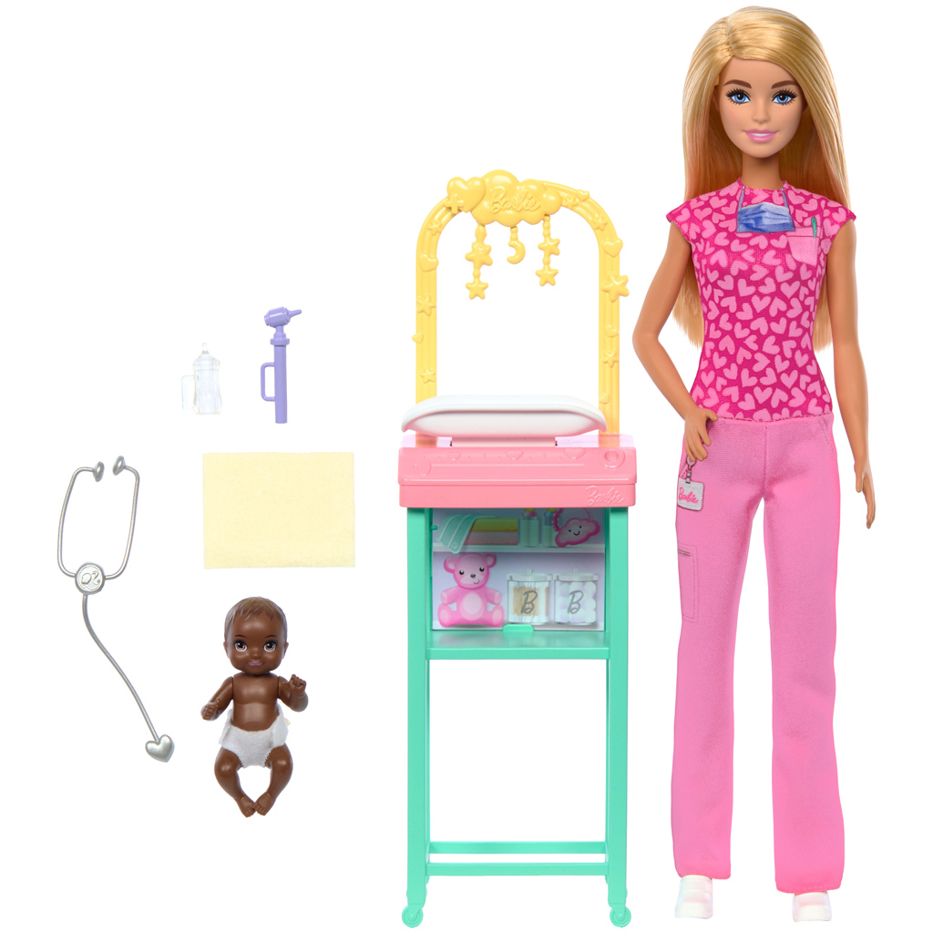 Barbie bábika detská lekárka s blond vlasmi - herný set Mattel kép 2
