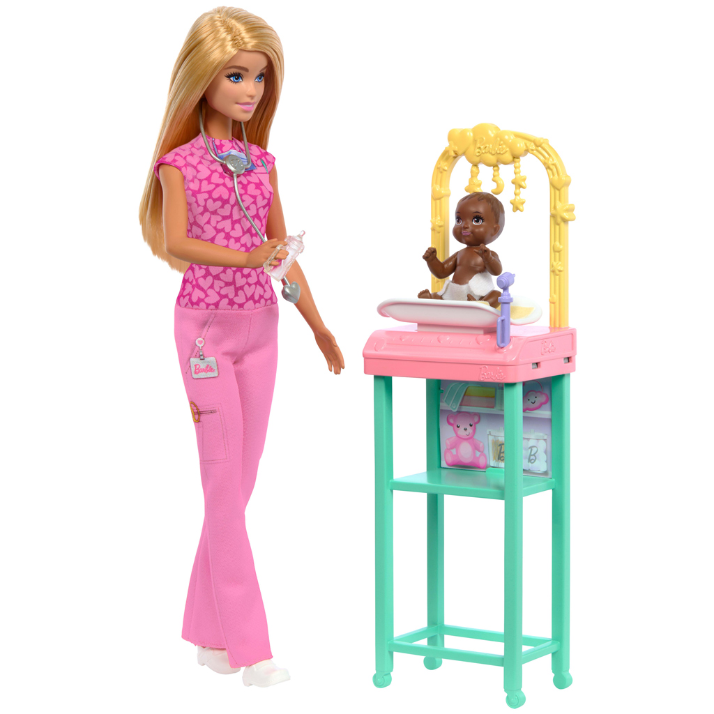 Barbie bábika detská lekárka s blond vlasmi - herný set Mattel kép 5