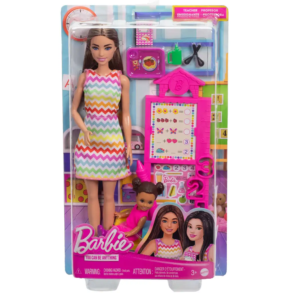 Barbie hnedovlasá učiteľka kariérna bábika herný set s doplnkami - Mattel