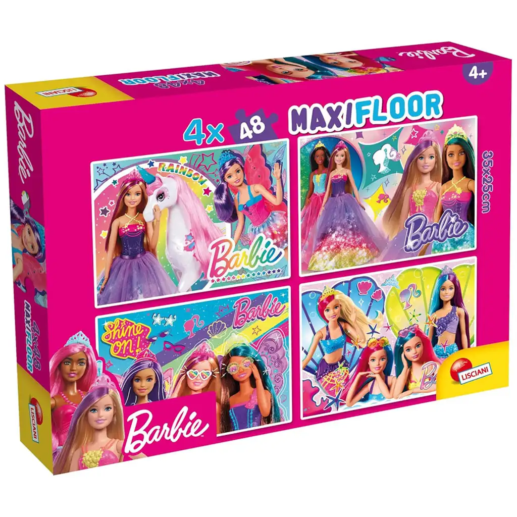 Barbie magický svet 4x48-dielne maxi podlahové puzzle 35x25 cm - Lisciani