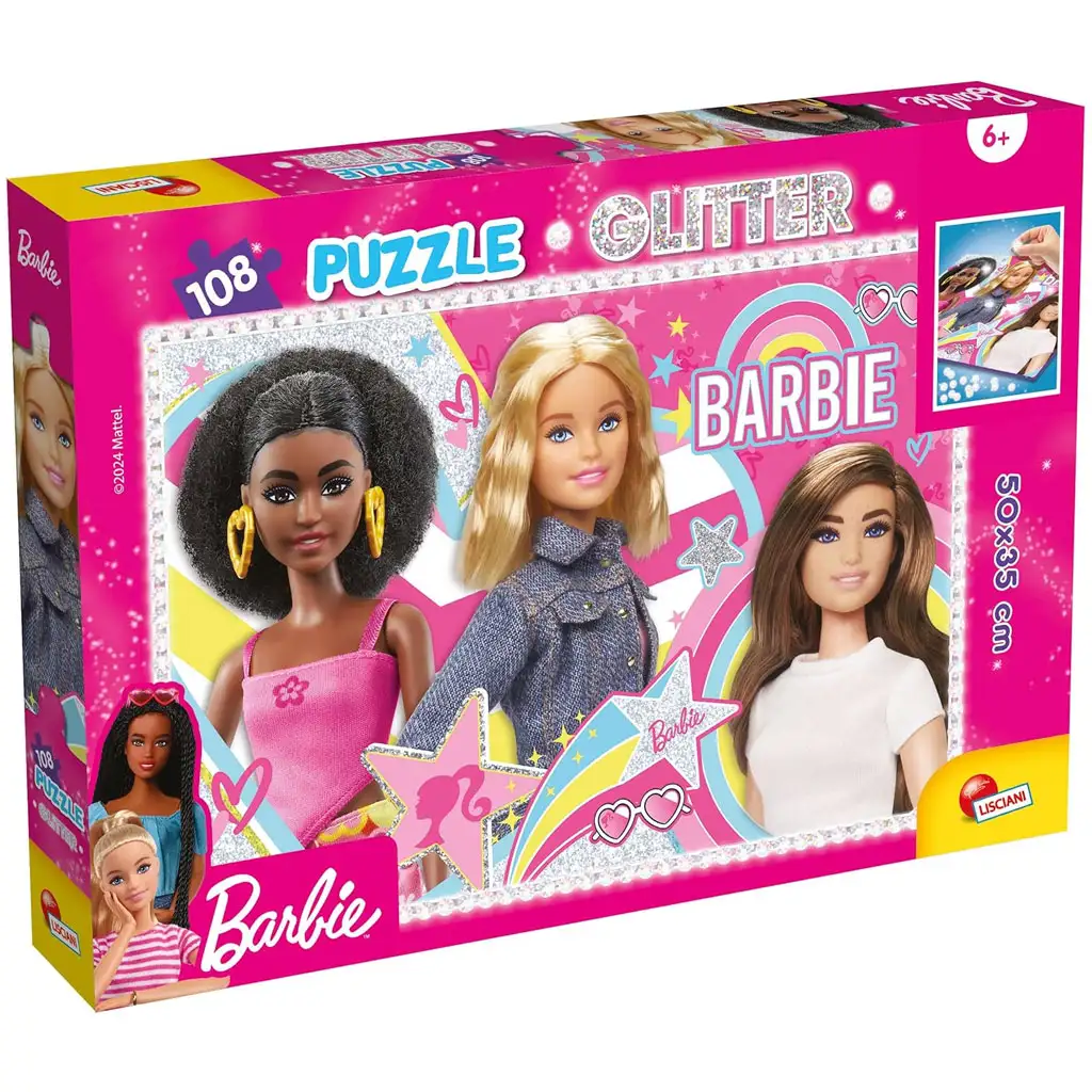 Barbie najlepšie kamarátky 108-dielne trblietavé puzzle 50x35 cm - Lisciani