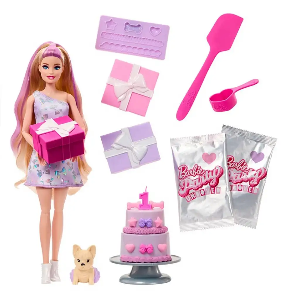 Barbie: Party Reveal prekvapujúca bábika s francúzskym buldogom - Mattel kép 2