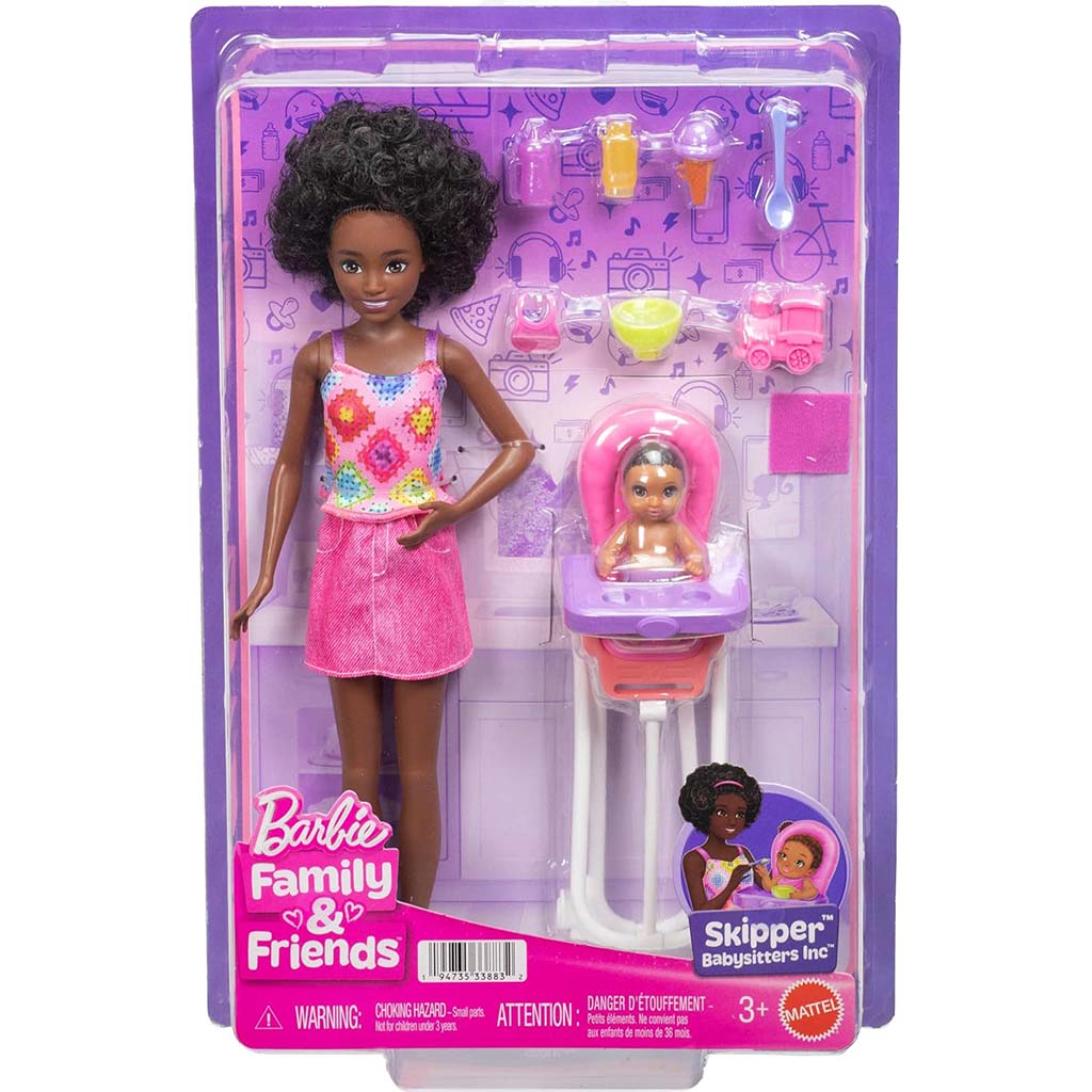Bábika Barbie v ružových šatách, herná súprava opatrovateľky detí – Mattel kép 1