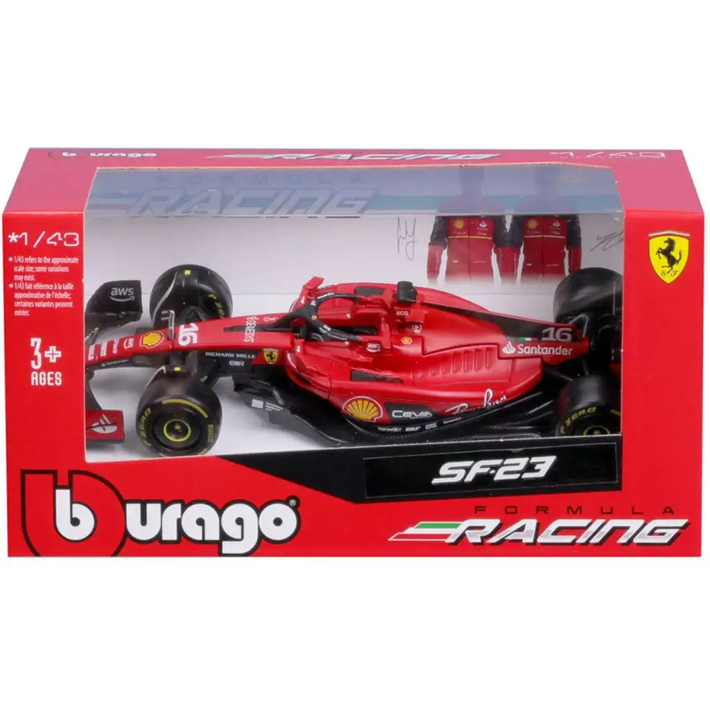 Bburago: Ferrari SF23 F1 pretekárske auto kovový model 1/43 (Charles Leclerc #16) kép 4