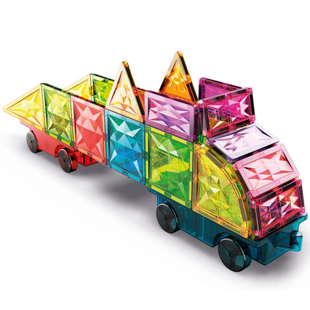 Geomag: Magnetic Tiles Gems – vozidlá, magnetické stavebné kocky, 24-dielna sada kép 3