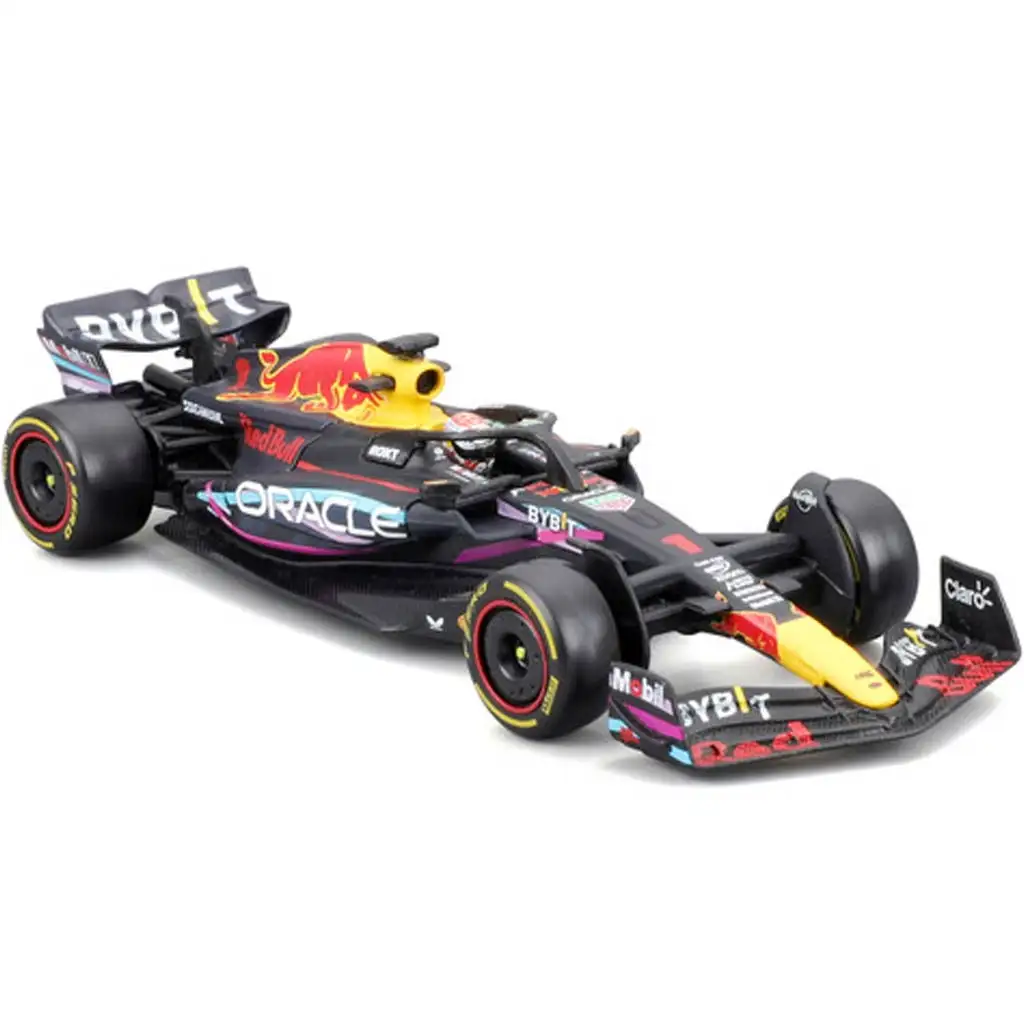 Bburago: Red Bull RB19 F1 pretekárske auto kovový model 1/43 (Max Verstappen #1, Miami GP špeciálna edícia, s prilbou) kép 2