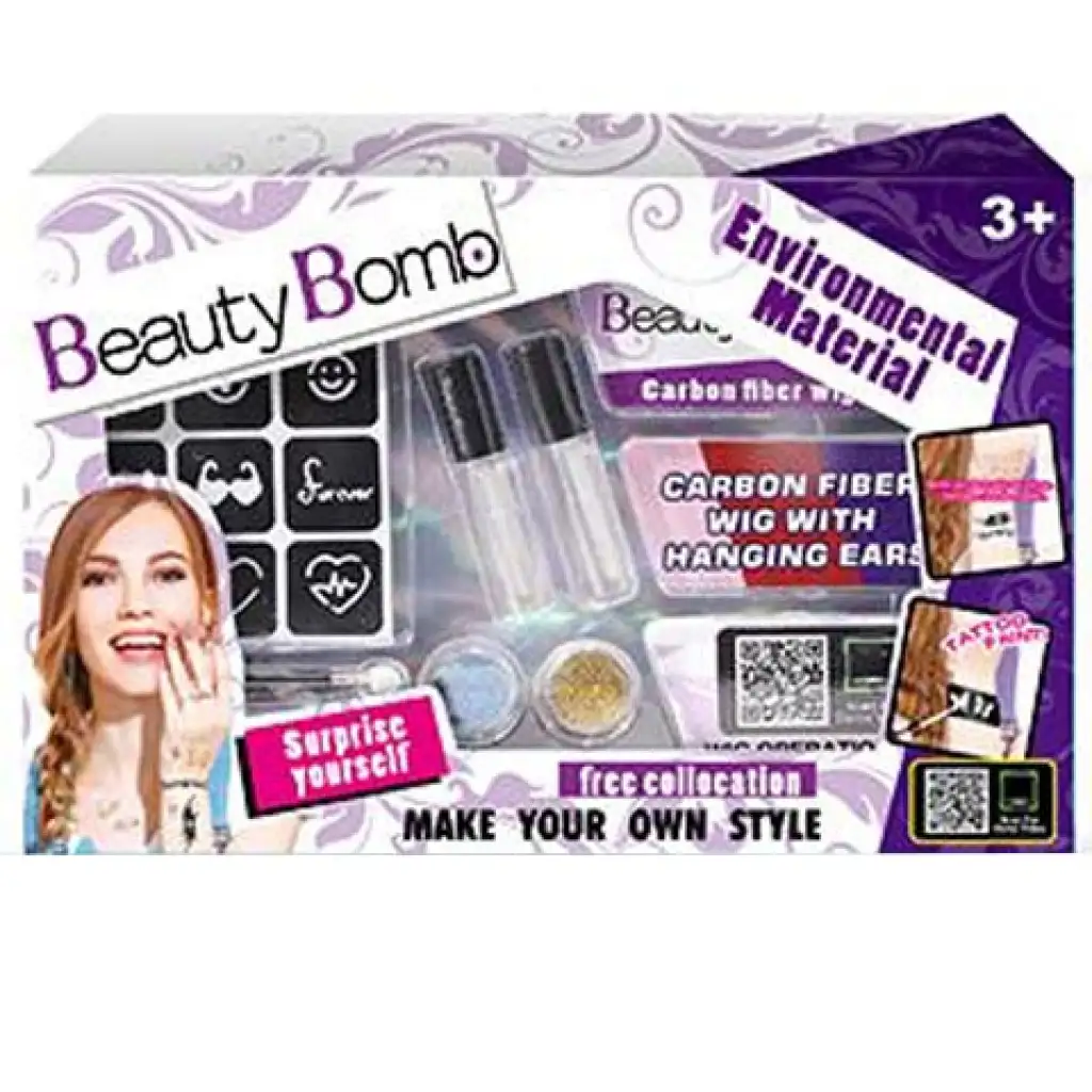 Beauty Bomb Tini set sľudového tetovania s farebnou kučerou