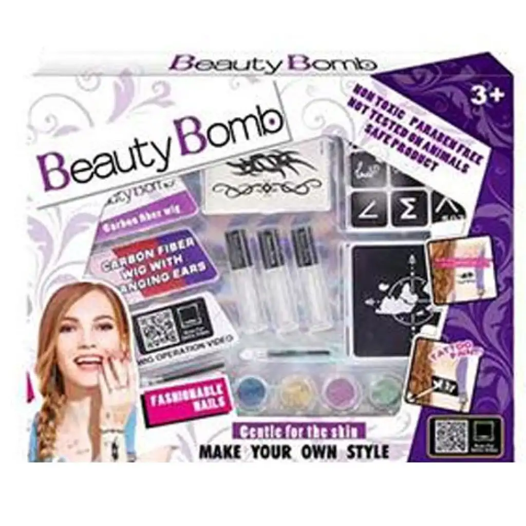 Beauty Bomb Tini veľký set sľudového tetovania a s farebnou kučerou