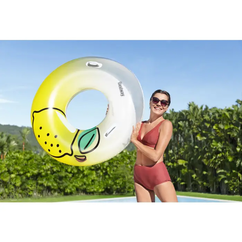 Bestway: Citrom mintás úszógumi kapaszkodóval 114cm kép 5