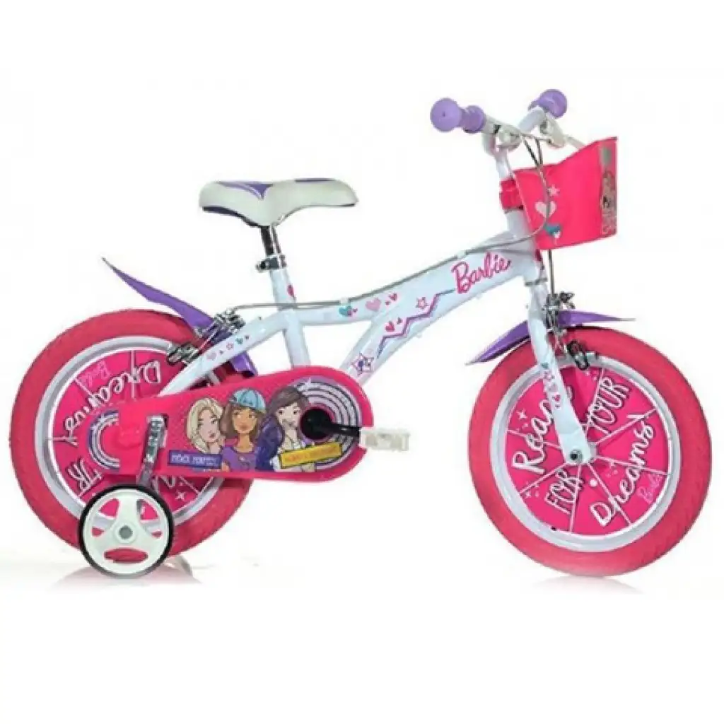 Barbie rózsaszín-fehér gyerek bicikli 12-es méretben - Dino Bikes kerékpár kép 1
