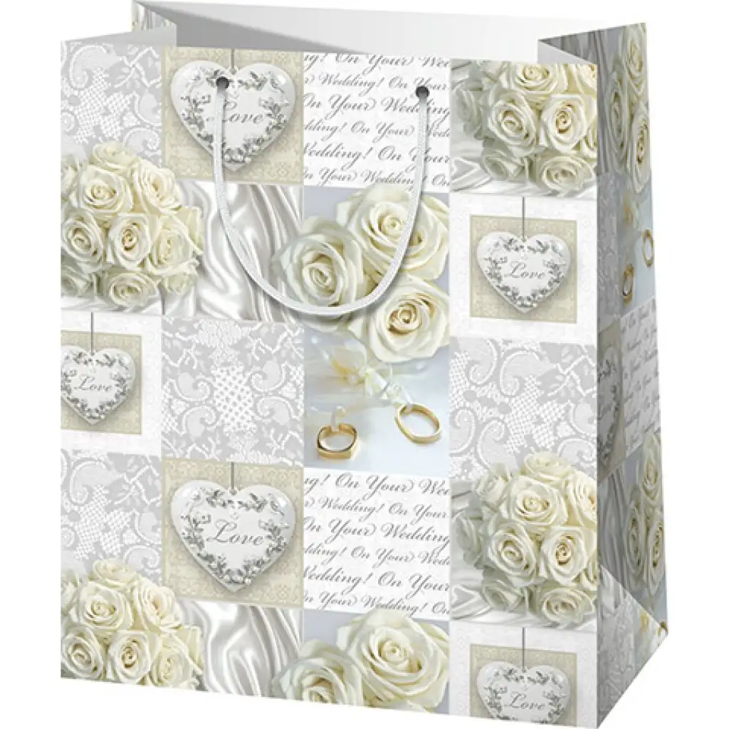 Biela svadobná darčeková taška  26x13x32cm