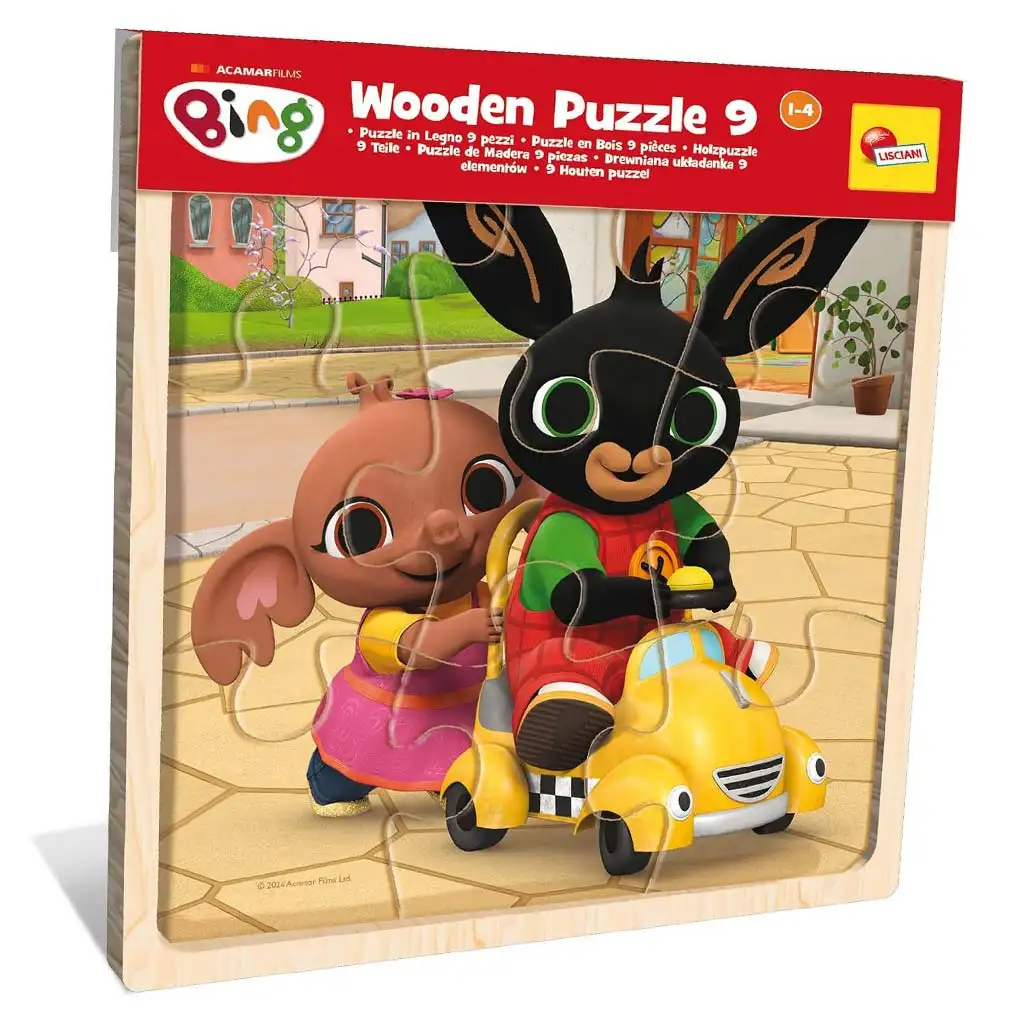 Bing a priatelia drevené rámové puzzle s 9 dielmi - Lisciani