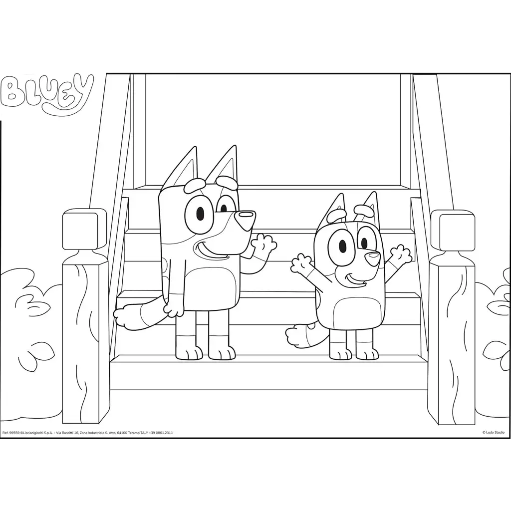 Bluey psíky na schodoch 2 v 1, 24-dielne puzzle a omaľovánka 35x25 cm – Lisciani kép 3