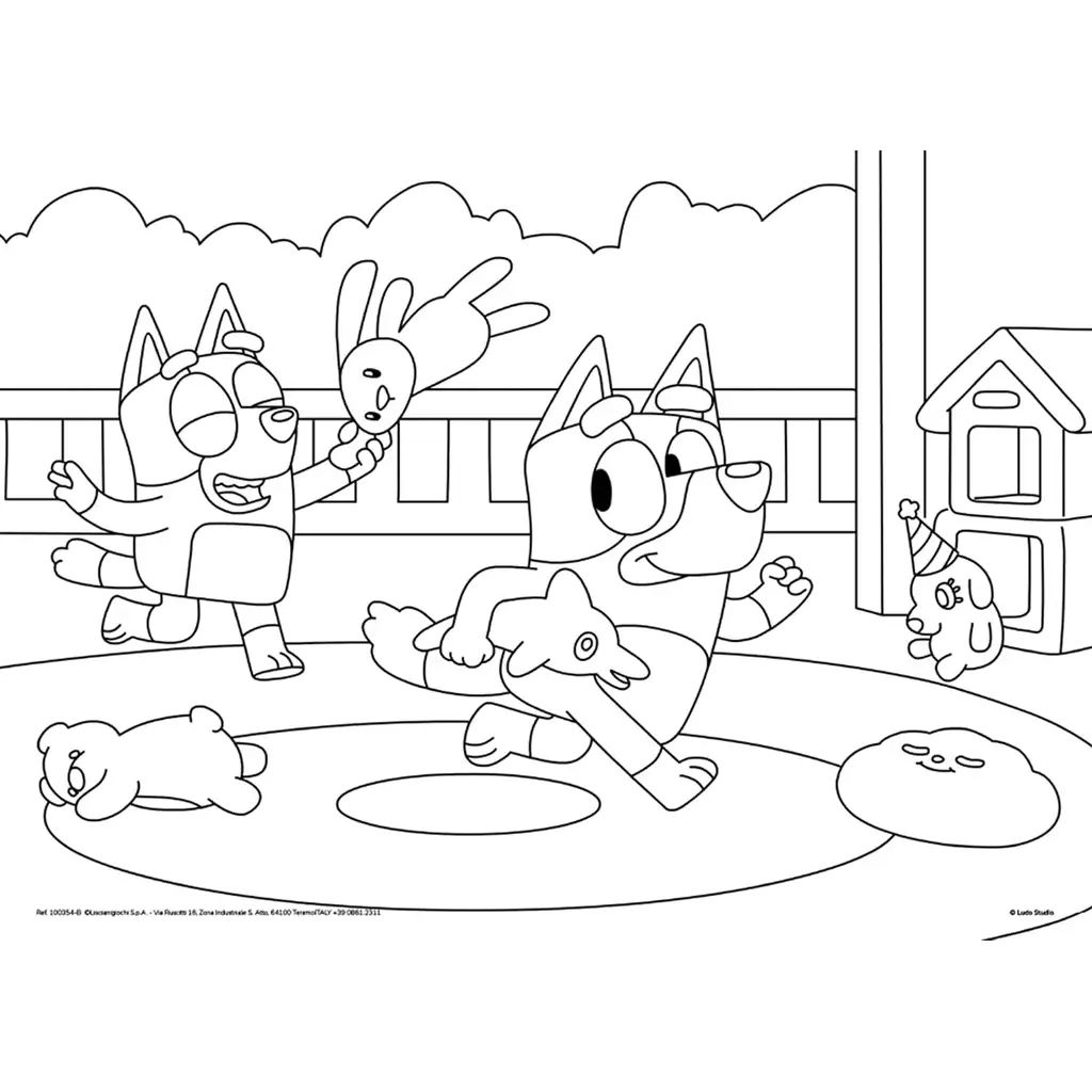 Bluey a priatelia 2 v 1 4x48-dielne maxi podlahové puzzle a omaľovánka 35x25 cm - Lisciani kép 5