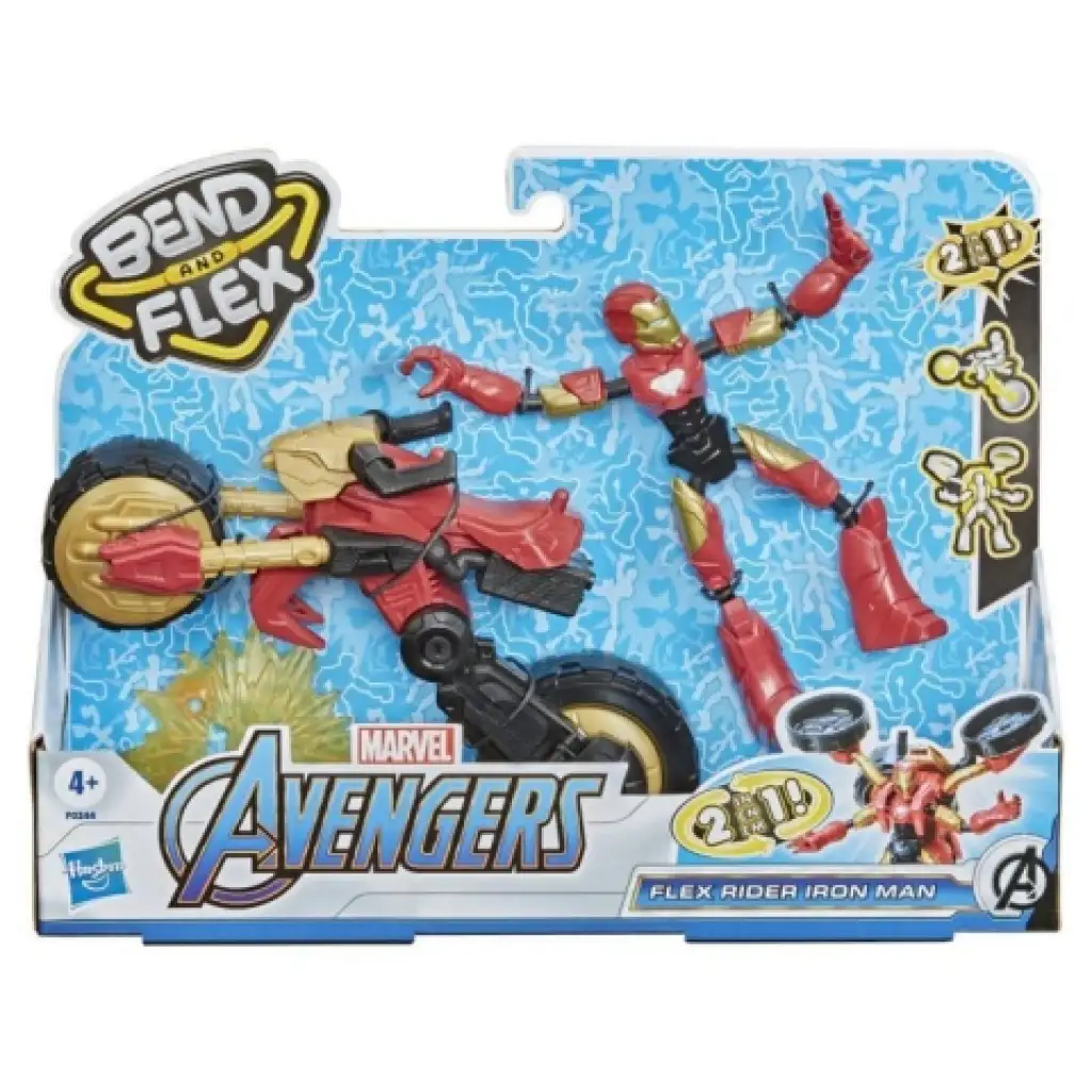 Bosszúállók Bend and Flex Rider Vasember figura motorral - Hasbro kép 1