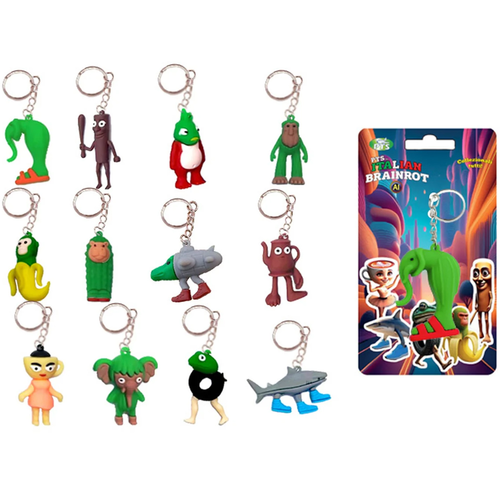 Taliansky Brainrot 3D kľúčenka 7 cm, v rôznych prevedeniach, 1 ks