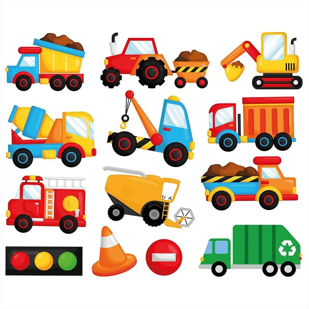 Buddy&Barney: Sada na lepenie na dlaždice meniace farbu - Stavebné stroje kép 2