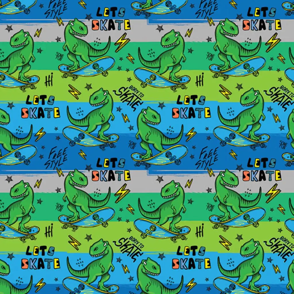 Baliaci papier s motívom skateboardujúceho T-Rexa 100x70 cm
