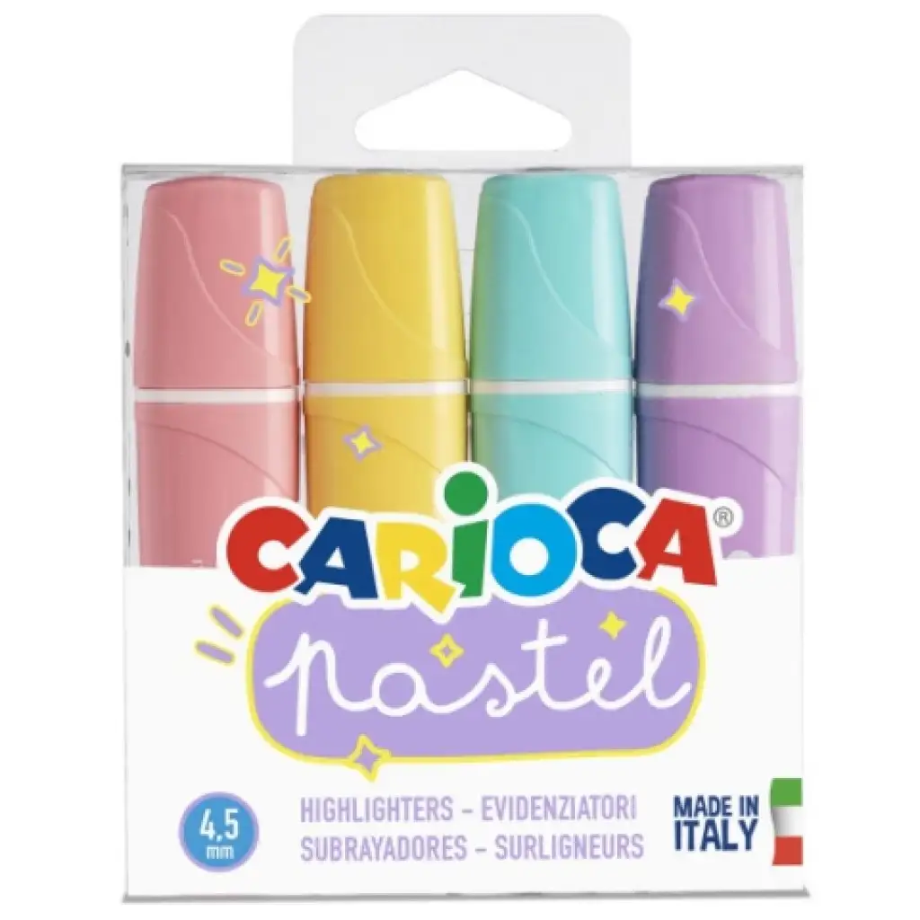 Pastelový 4 dielny set zvýrazňovačov - Carioca