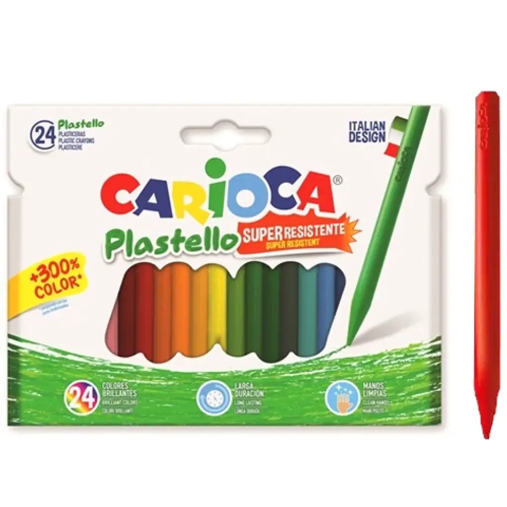Carioca: Plastello set voskoviek s trvanlivými farbami 24 ks