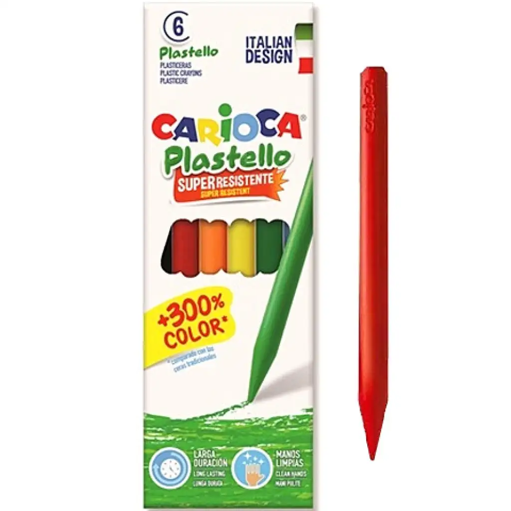 Carioca: Plastello set voskoviek s trvanlivými farbami 6 ks