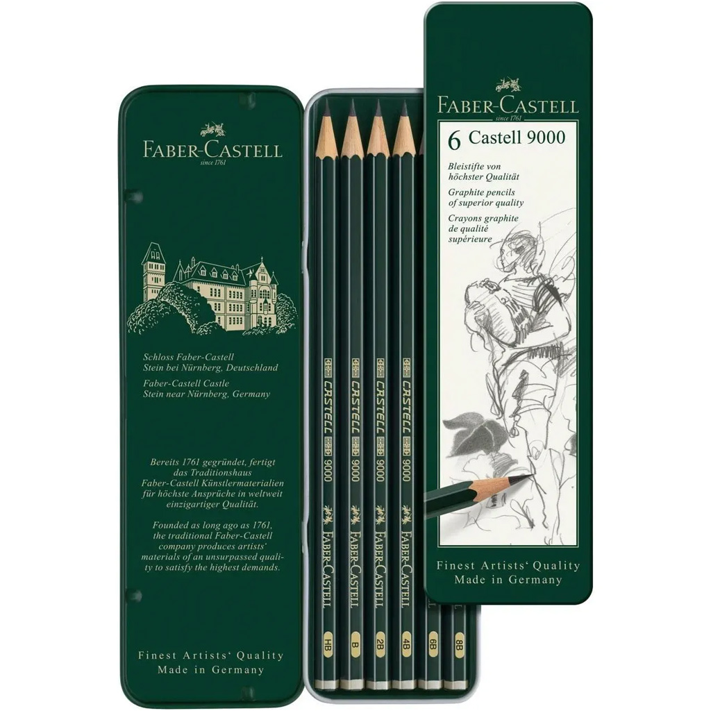 Faber-Castell: Grafitová ceruzka Castell 9000, sada 6 kusov v kovovej škatuľke kép 2