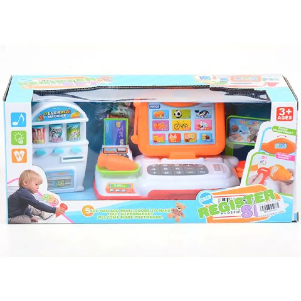 Chlapčenská pokladnica a automatom nápojov, so svetlom a zvukom