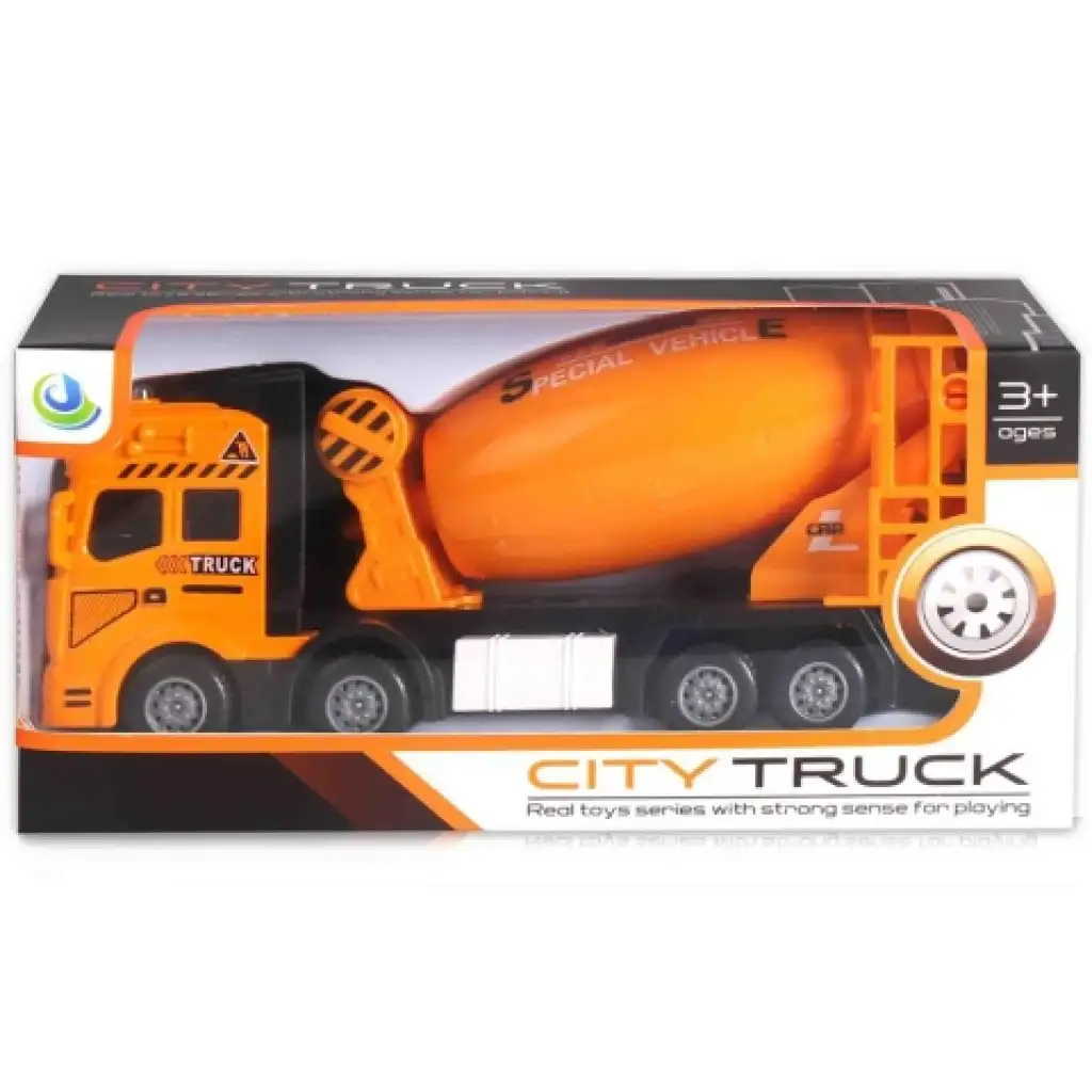 City Truck: Štvornápravový kovový model domiešavača betónu - so svetlom a zvukom