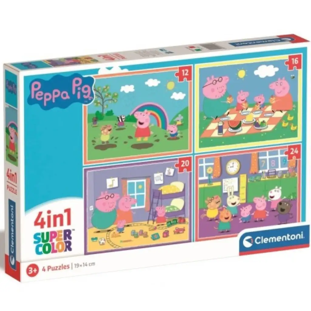 Peppa Pig 4v1  12-16-20-24ks puzzle - Clementoni