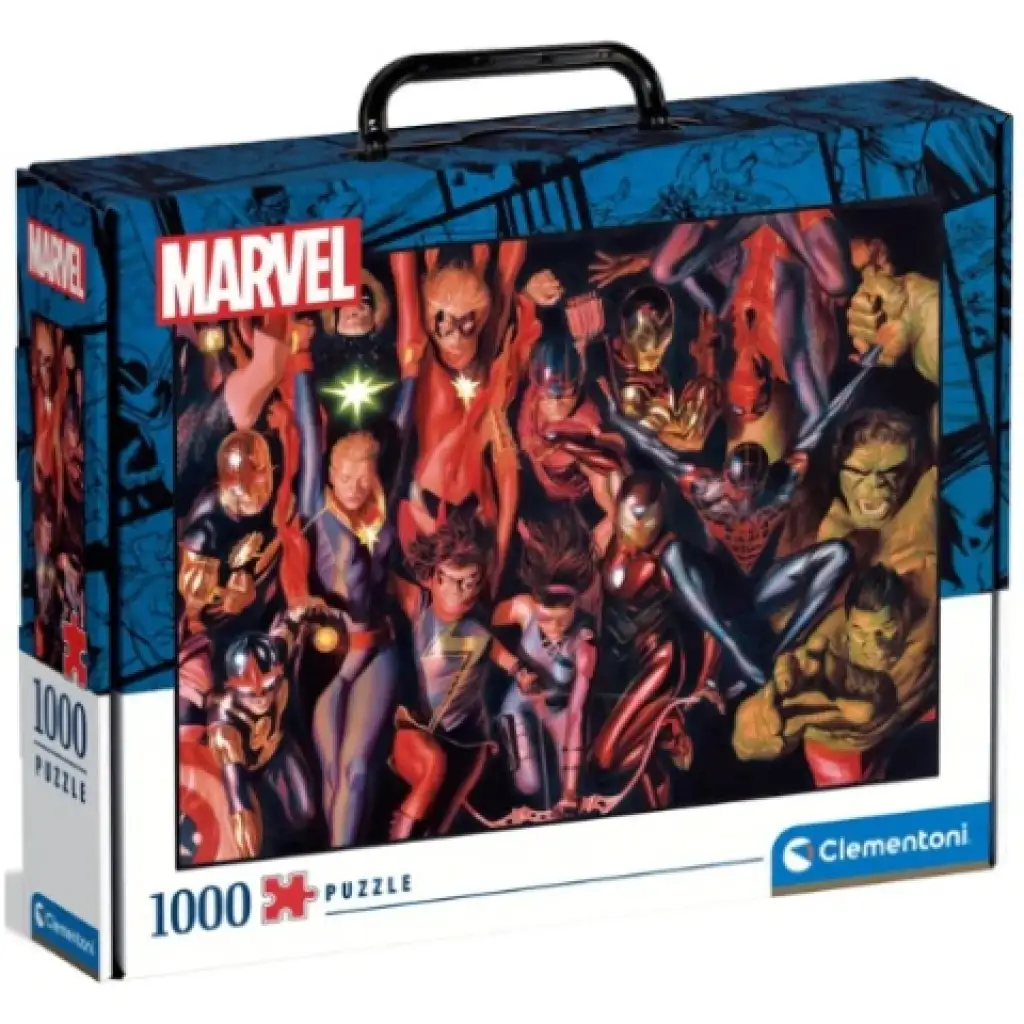 Marvel szuperhősök 1000db-os puzzle bőrönd tárolódobozban - Clementoni kép 1
