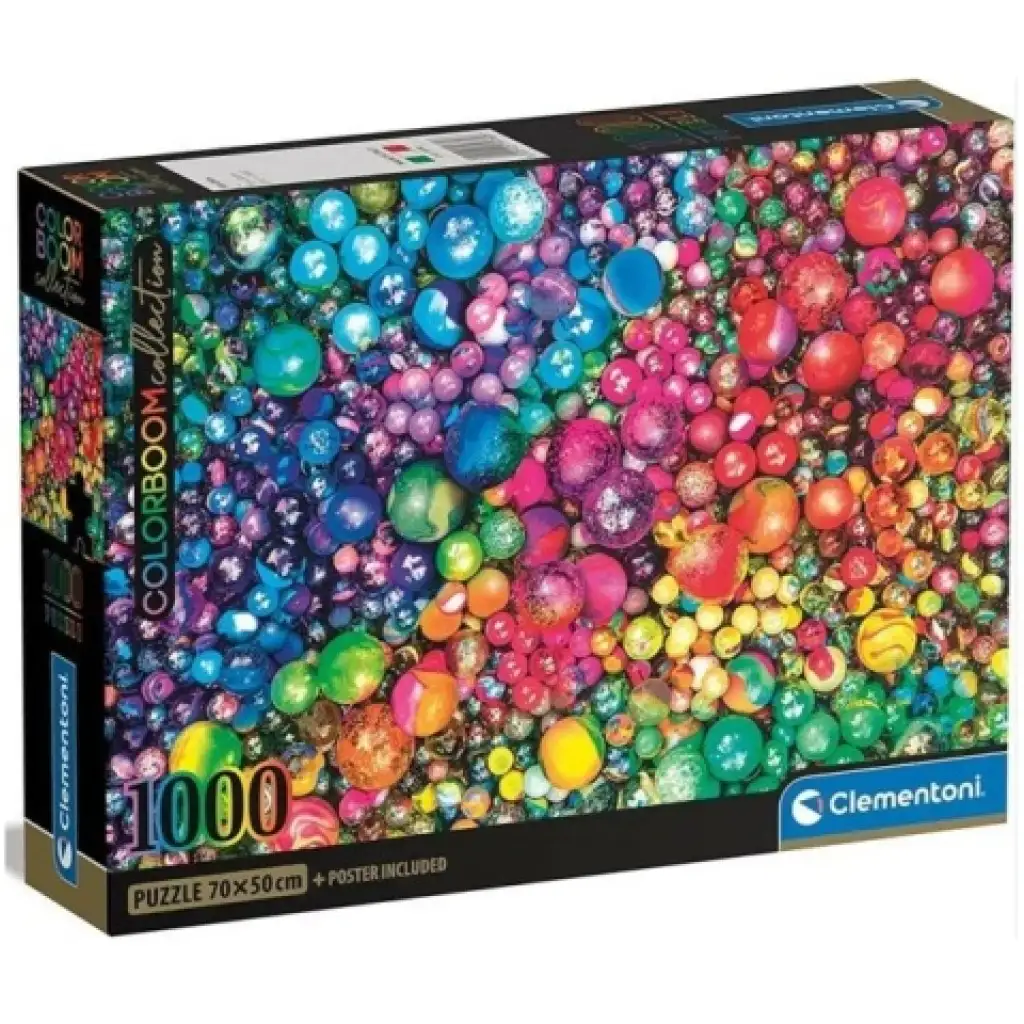 Sklenené gule ColorBoom Collection 1000ks puzzle s plagátom - Clementoni