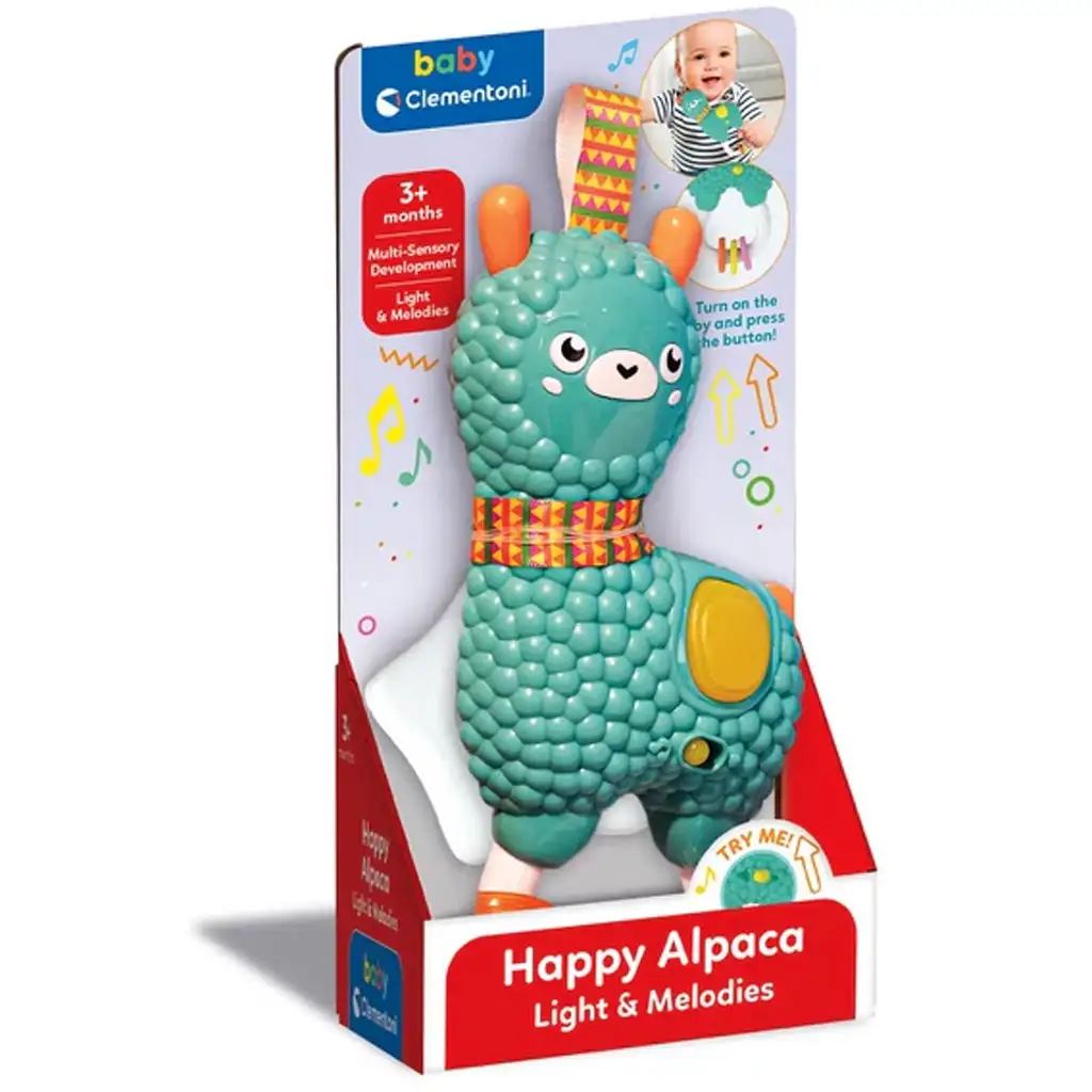 Šťastná alpaka interaktívna hrkálka so svetlom a zvukom - Clementoni