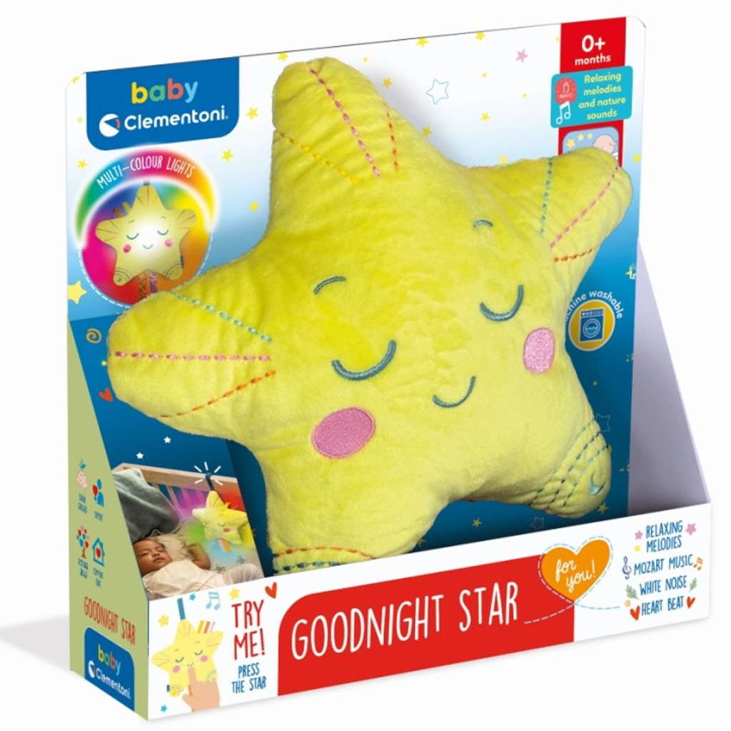 Plyšová hviezdička „Dobrú noc“ – nočné svetlo so zvukom - Clementoni baby