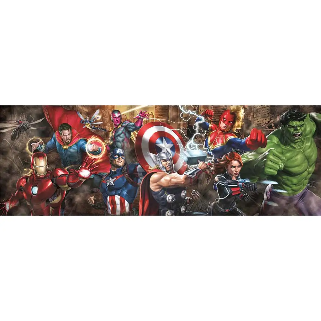 Marvel superhrdinovia 1000 dieliková panoráma puzzle 98x33cm - Clementoni kép 2