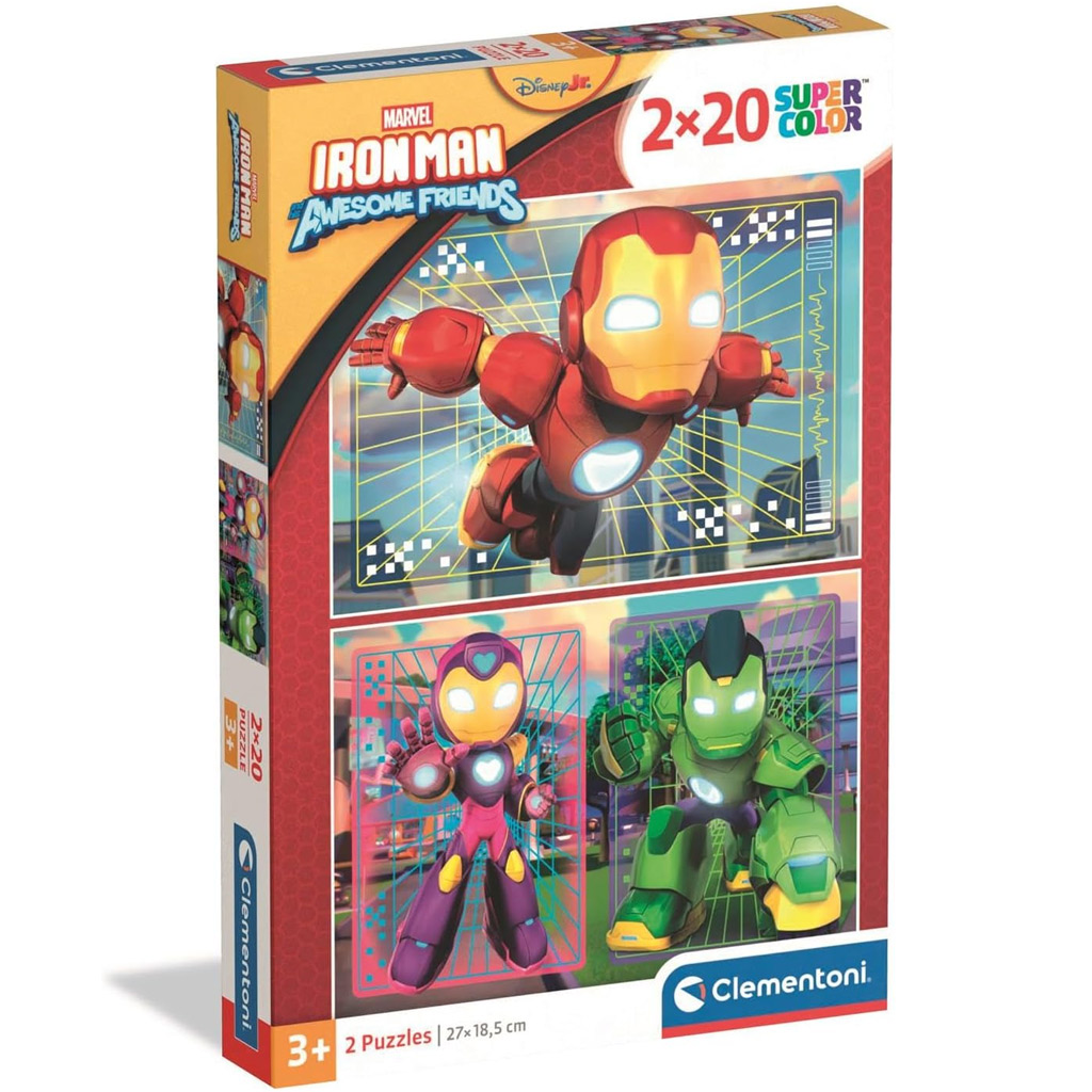 Iron Man a jeho úžasní priatelia 2x20dielne Supercolor puzzle - Clementoni
