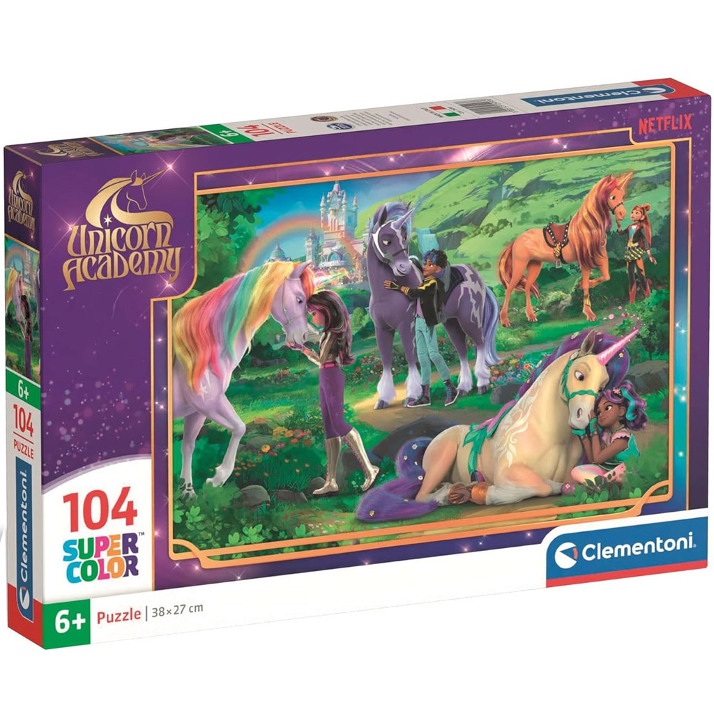 Unikornis Akadémia szivárványos barátság 104db-os Supercolor puzzle - Clementoni kép 1