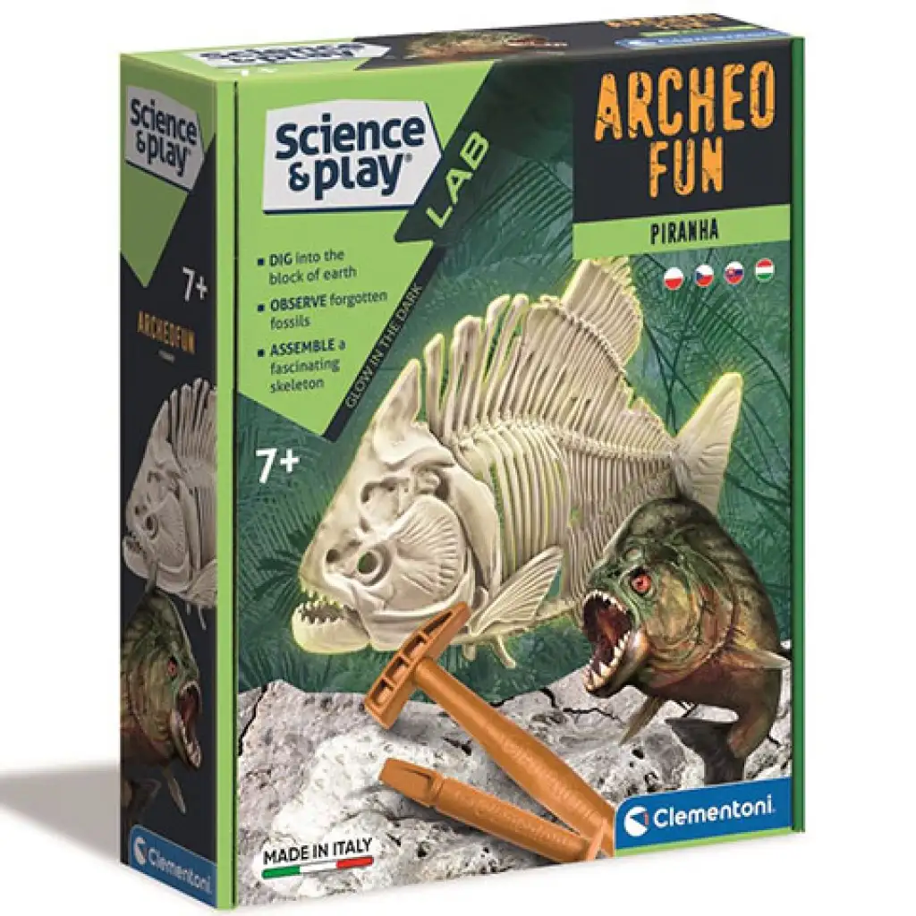 Science & Play: Piranha fluorescenčný archeologický set - Clementoni